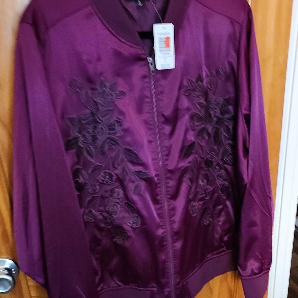 Torrid Purple Satin Bomber Jacket